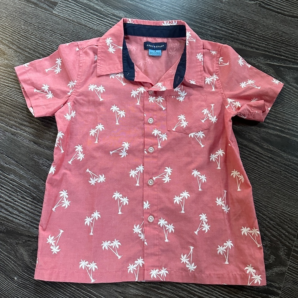 Andy & Evan NWOTS, boys size 5 button front shirt with palm trees